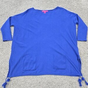 Lilly Pulitzer Elba Sweater Womens Small Blue‎ Tassel 3/4 Sleeve Beach Resort